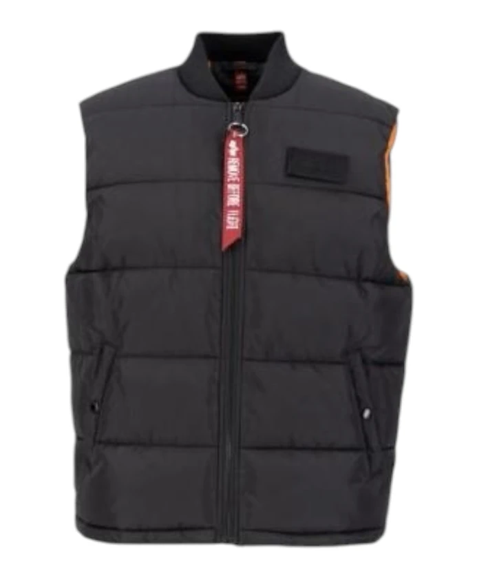 

Легкий стеганый жилет с застежкой на липучке. Alpha Industries, черный
