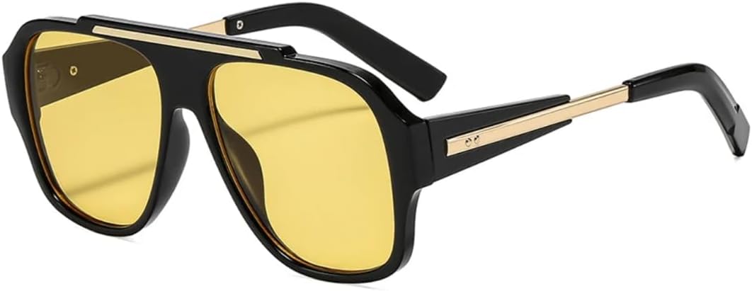 

Модные квадратные солнцезащитные очки с заклепками для женщин, защита от УФ-излучения UV400, ретро-стиль, градиентный дизайн, панк-стиль для мужчин UATXTAU, Black Yellow