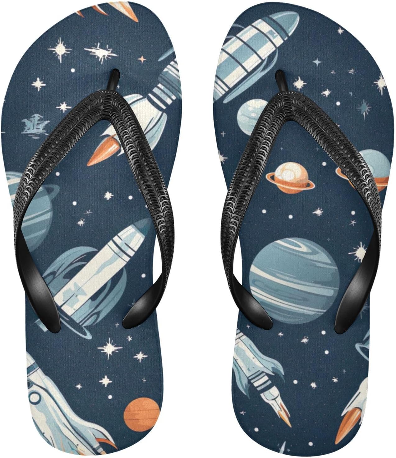 

Женские и мужские летние повседневные сандалии Space Planet Rocket Flip Flop для пляжа и душа Kfbe