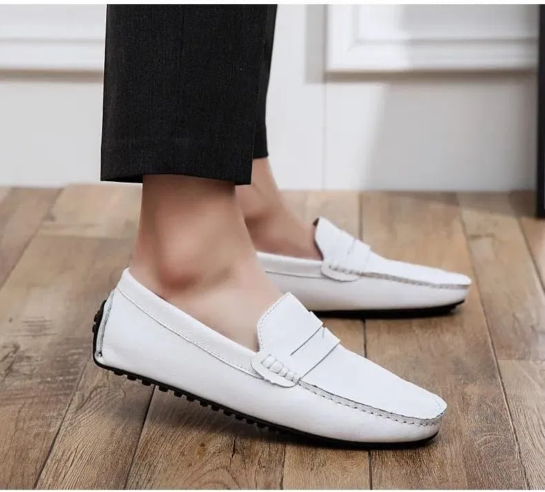 Лоферы кожаные Loafers Shoe Penny Driving White SayfuR — фото 4