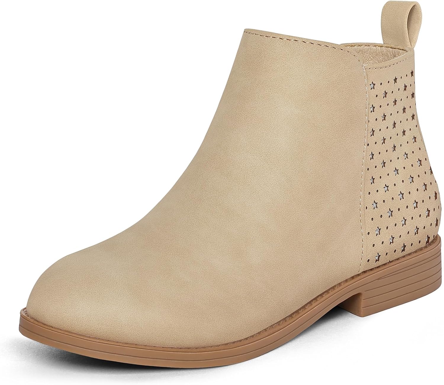 

Девочковые ботильоны K KomForme с низким каблуком и боковой молнией для малышей/детей младшего и старшего возраста, Beige Nubuck