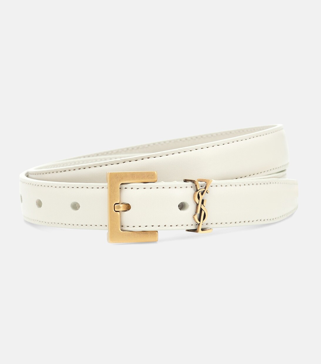 

Ремень из кожи с монограммой Saint Laurent, белый