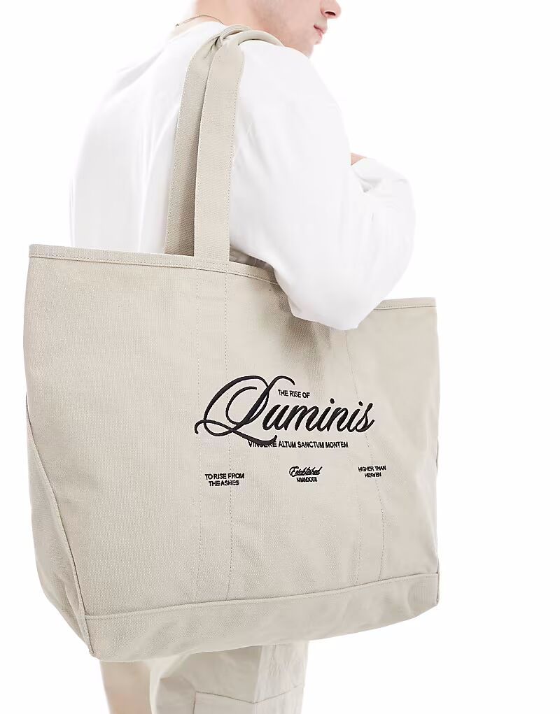 

Сумка-тоут River Island с логотипом Luminis цвета светло-каменный