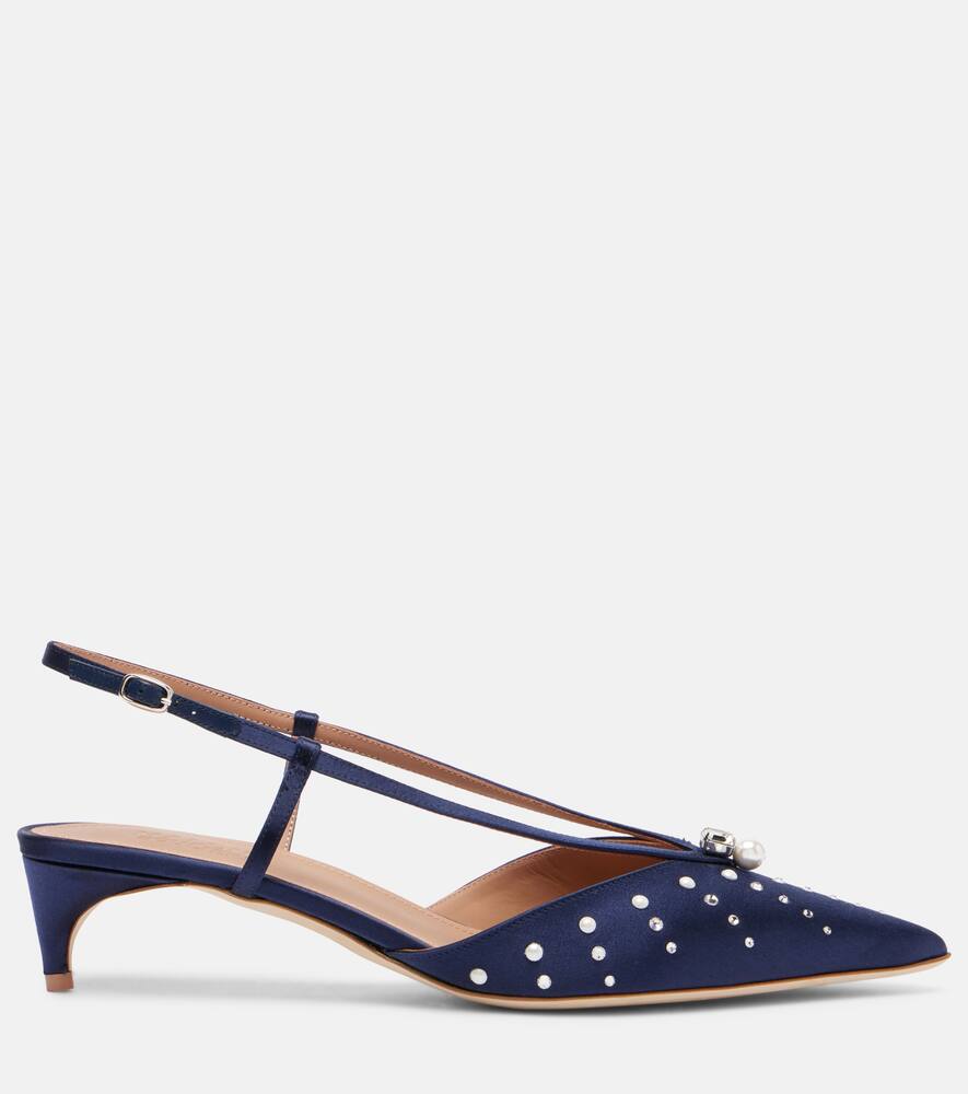 Туфли-лодочки Moore 40 с отделкой из сатина Malone Souliers, Navy/Navy — фото 4
