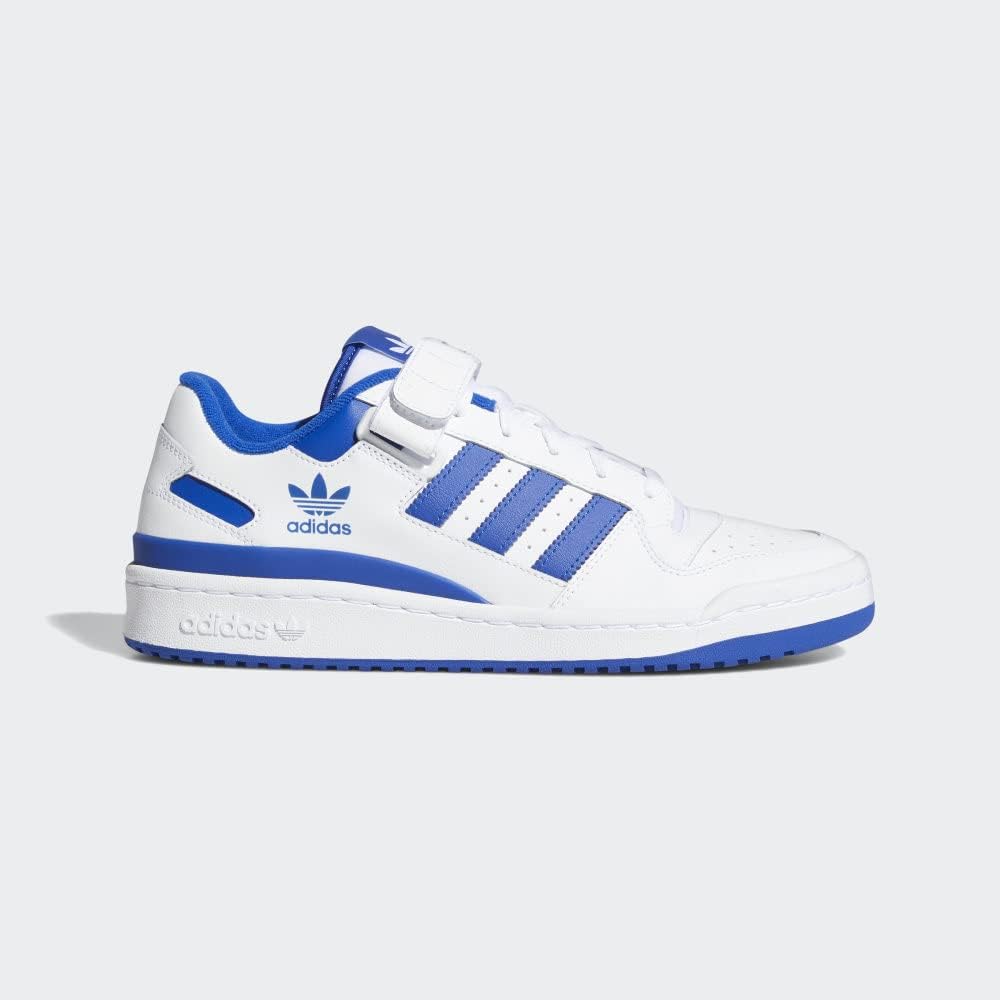 Мужские низкие кроссовки Adidas Forum на шнуровке, повседневные - белые, белый/синий — фото 3