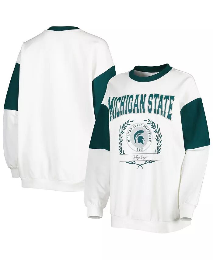 

Женская белая толстовка-пуловер Michigan State Spartans It's A Vibe Dolman Gameday Couture