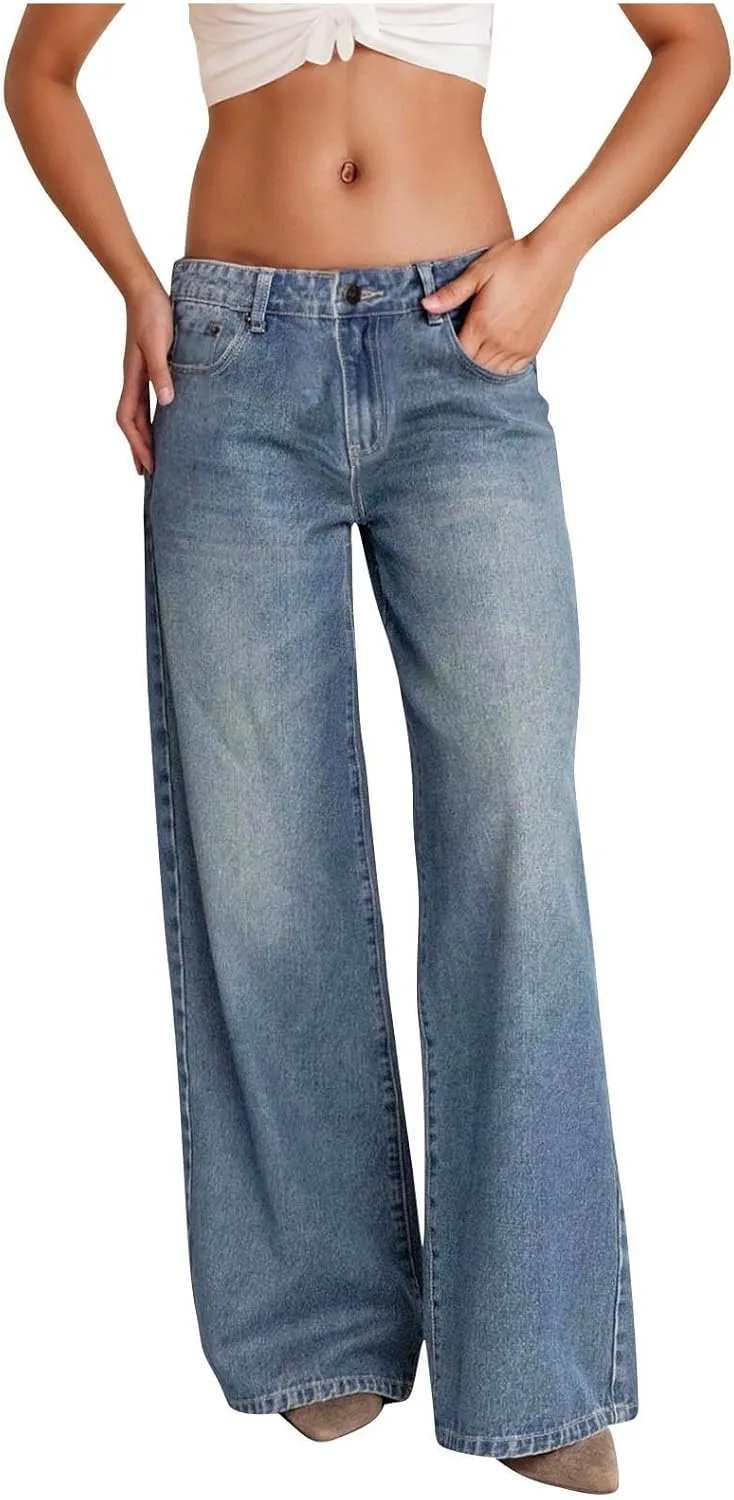 

Женские джинсы wide leg с высокой посадкой и эластичным поясом