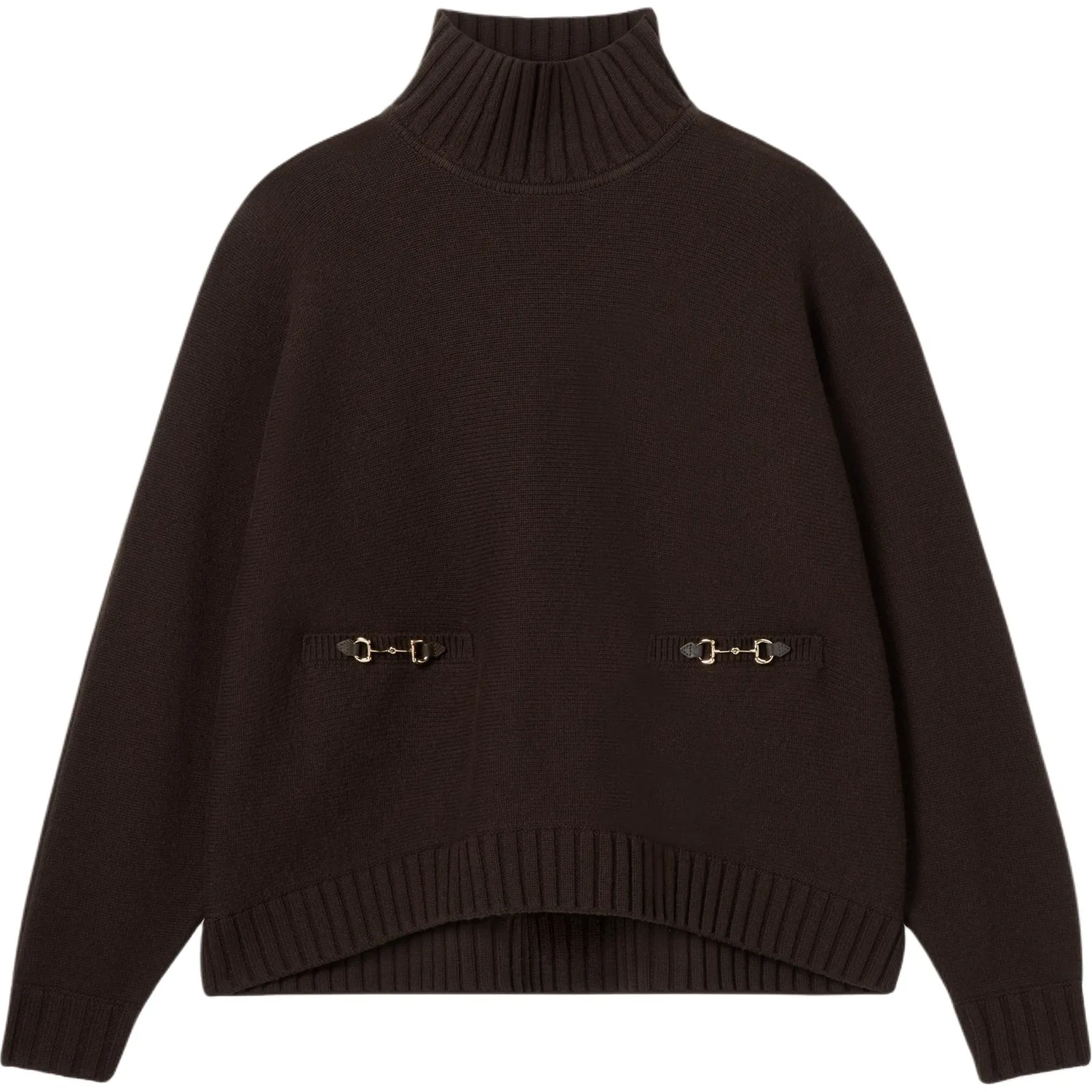Свитер из шерсти и кашемира с Horsebit GUCCI, темно-коричневый