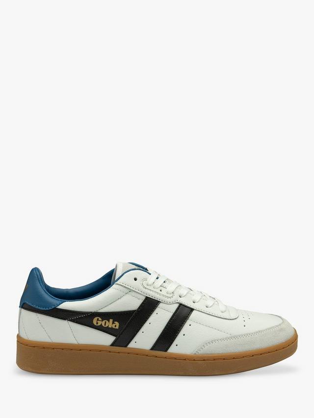 

Классические кроссовки из контактной кожи на шнуровке Gola, цвет White/Black/Blue/Gum