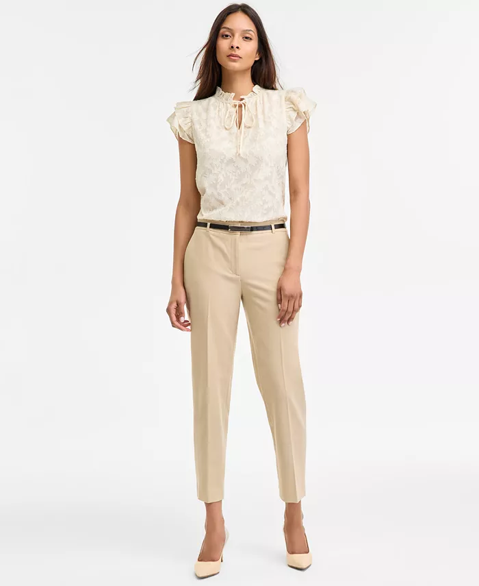

Женские брюки прямого кроя с поясом Anne Klein, коричневый/бежевый