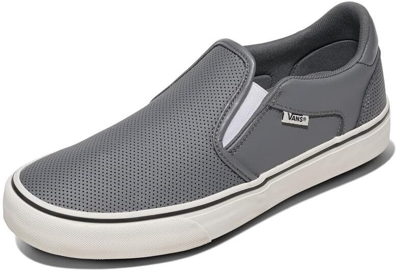 

Vans Asher Deluxe Slip-on для мужчин | Удобные кроссовки для стиля, прогулок и повседневной носки, Perf Leather Pewter