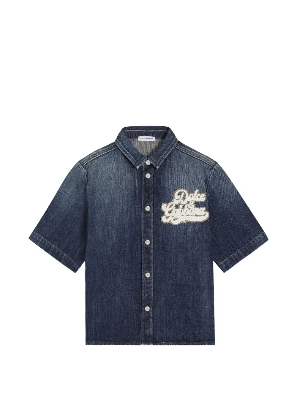 Джинсовая рубашка с нашивкой Dolce & Gabbana Kids, синий