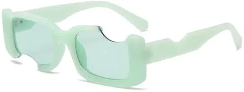 

Солнцезащитные очки в стиле хип-хоп квадратной формы для женщин и мужчин, с вырезом для линз, белые, синие, винтажные, с защитой от УФ-излучения MTZJH, Green