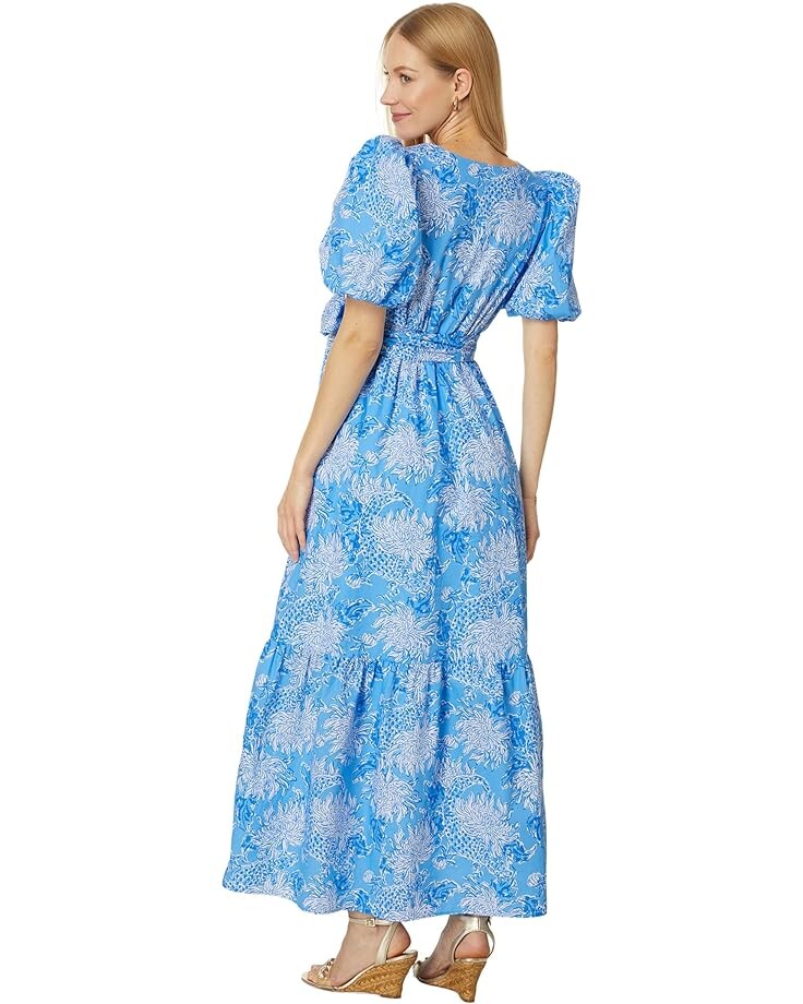

Платье Lilly Pulitzer Ezralyn Short Sleeve Cotton Maxi Dress, цвет Boca Blue Croc and Lock It