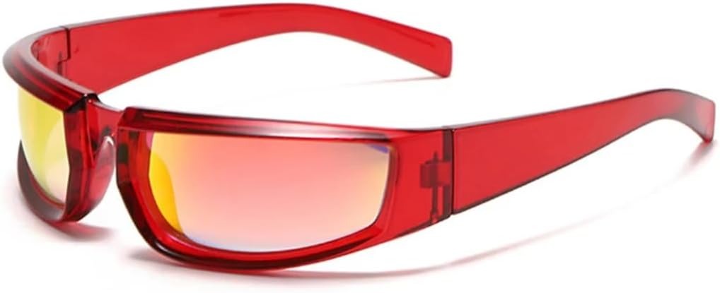 

Ретро-панк женские солнцезащитные очки, модные разноцветные зеркальные очки с защитой от УФ-излучения UV400, мужские очки для активного отдыха, спорта и вождения UATXTAU, Red Red Mirror