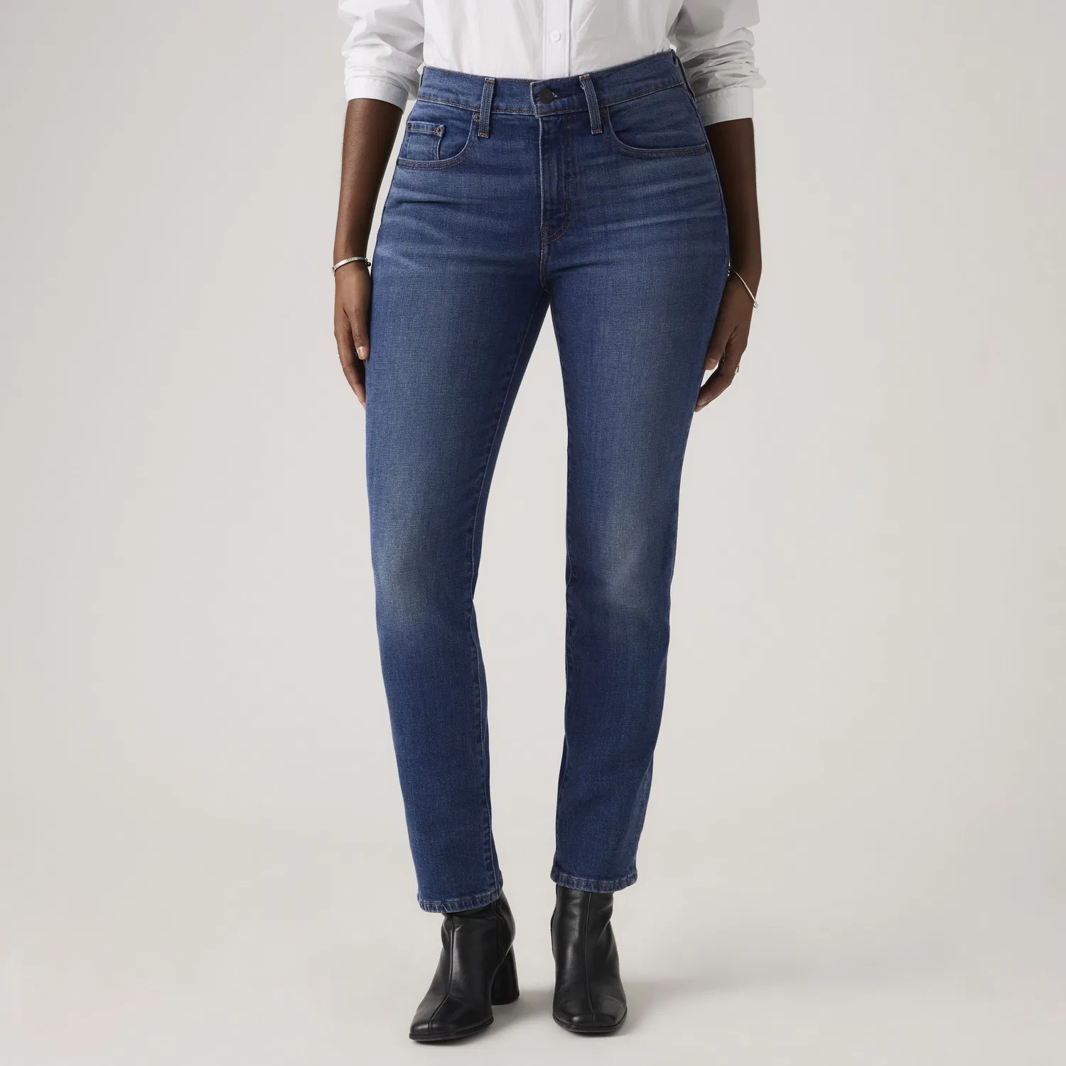Женские джинсы Candiani с высокой посадкой и прямым кроем, модель 724 Levi's, Dark Wash — фото 2
