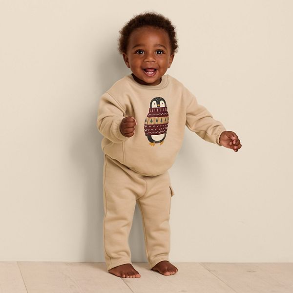 Детский комплект из футболки с длинным рукавом и брюк Little Co. By Lauren Conrad, Tan Penguin — фото 2