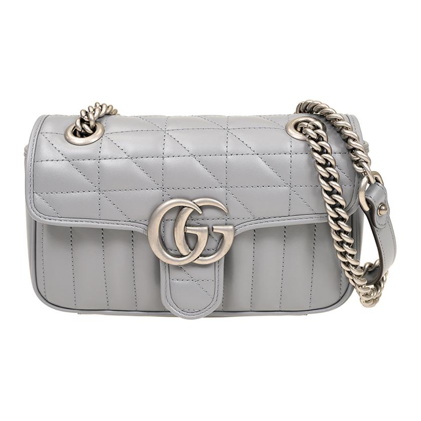 

Сумка кросс-боди GG Marmont мини из кожи серого цвета GUCCI