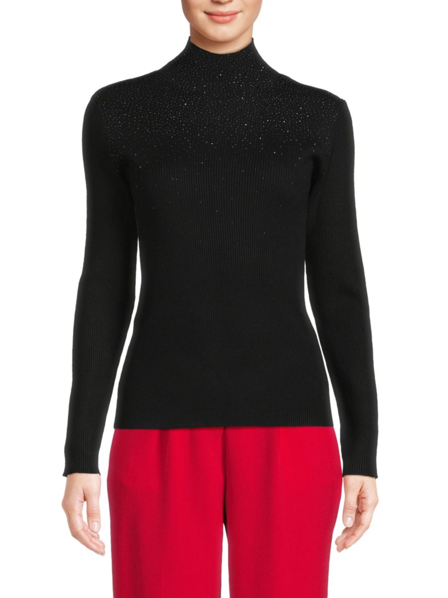 

Свитер с высоким воротом и заклепками Calvin Klein, черный