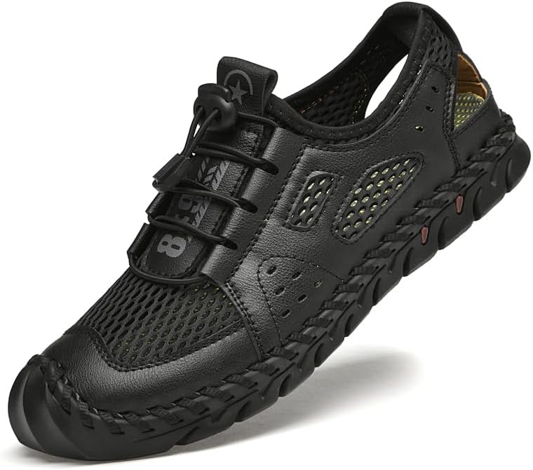 

Мужские сандалии AQIXIDX для вождения и походов, спортивная обувь для пляжа, закрытый носок, комфортные дышащие сандалии для прогулок, черный