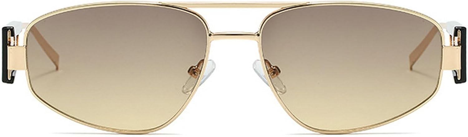 

Ретро-солнцезащитные очки с двойной перемычкой для мужчин, простые, легкие, в стиле «кошачий глаз», женские солнцезащитные очки, модные оттенки, защита от ультрафиолета UV400 mincl, Light Brown