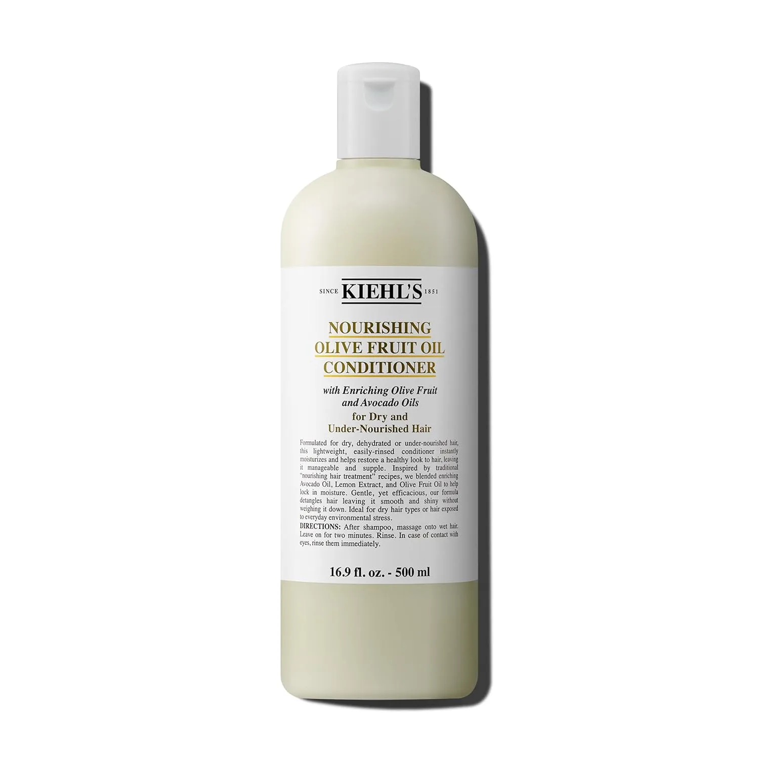 Увлажняющий кондиционер для сухих и поврежденных волос Kiehl's с маслом оливы, придает блеск и облегчает расчесывание. Легкая формула с маслом авокадо и лимона. 500 мл, Olive