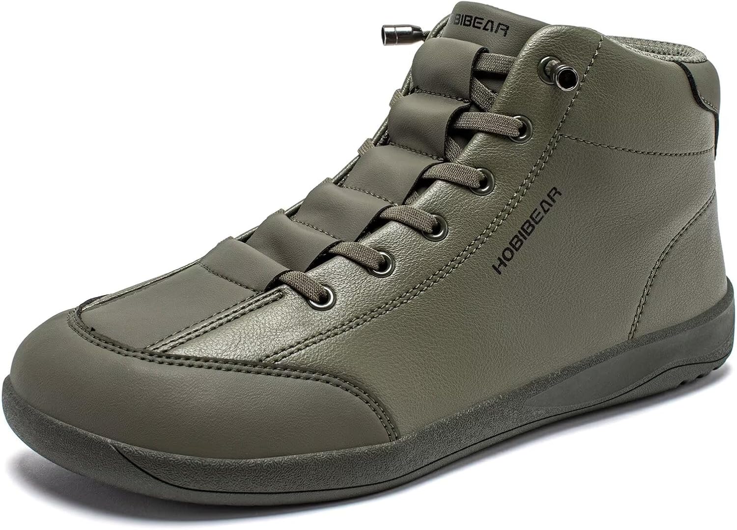 

Кожаные Ботинки HOBIBEAR Barefoot, Нулевая Пятка, Широкая Подошва, Минималистичные, Унисекс, Средние Ботинки для Ходьбы, темно-зеленый