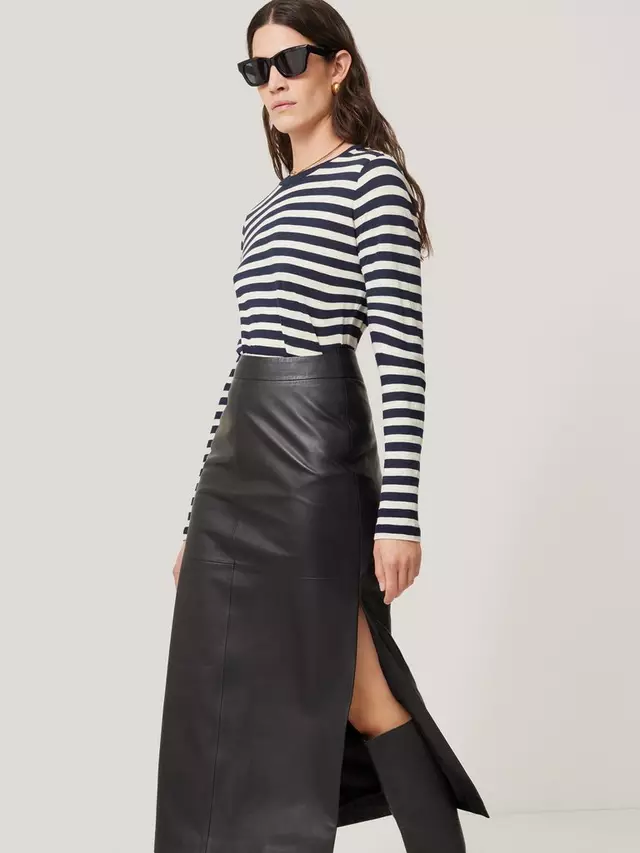 

Топ Jigsaw Cotton Slub Stripe Long Sleeve, темно-синий