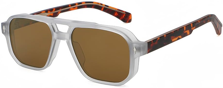 

Солнцезащитные очки в стиле ретро-панк для мужчин, с плоской верхней частью и двойной перемычкой, для женщин, для вождения, путешествий и вечеринок WNCKSQ, C05 White Brown