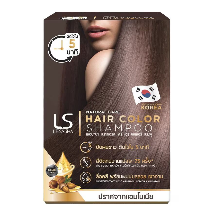 

Le Sasha Lesasha Natural Care Шампунь-краска для волос Deep Brown 30 мл.X6'S แชมพูเปลี่ยนสีผม, Brown