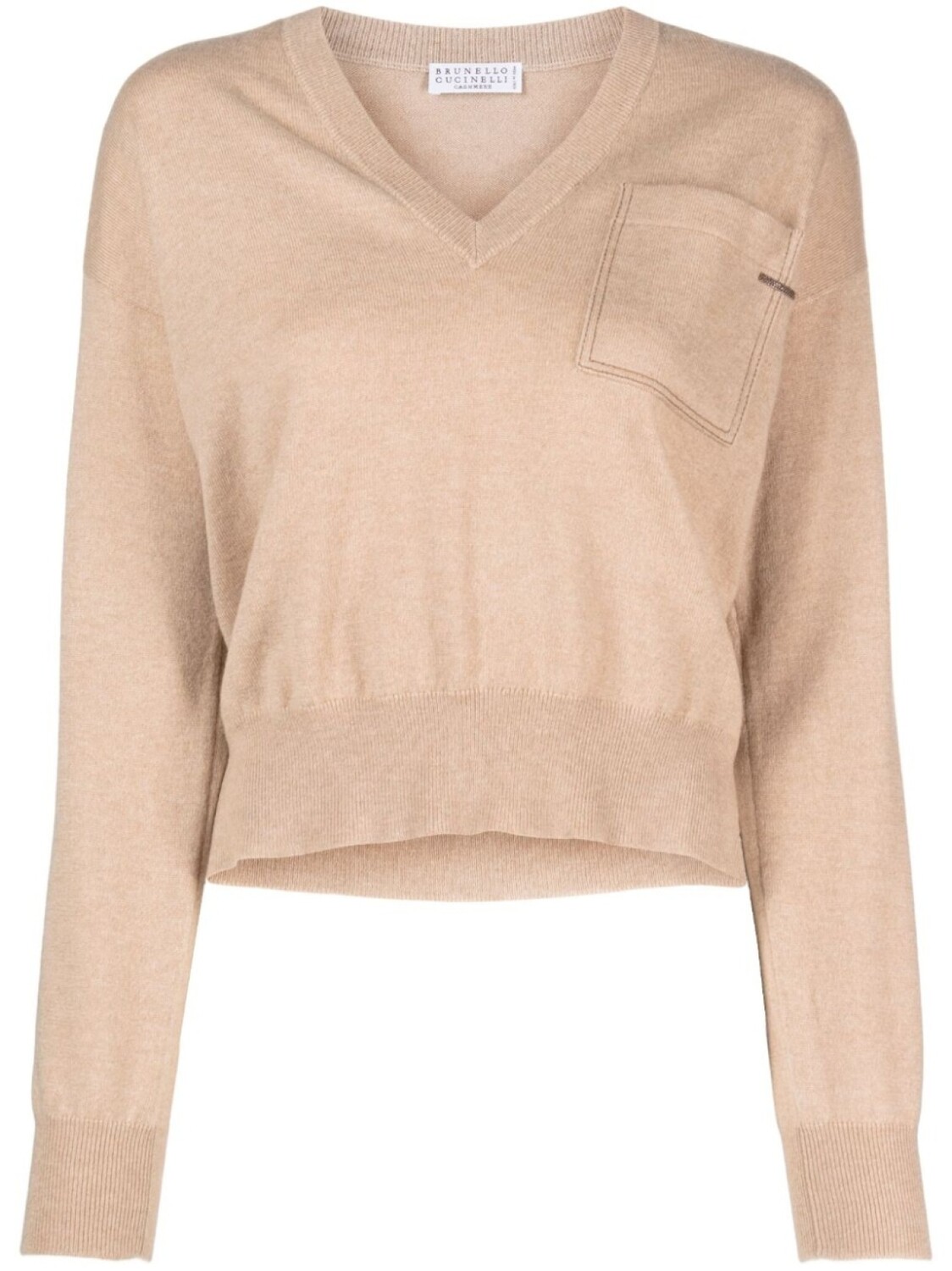 

Brunello Cucinelli кашемировый джемпер с контрастными нашивками, коричневый