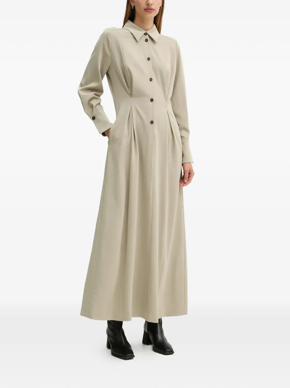 

Платье миди с пуговицами и плиссировкой Drykorn, нейтральный