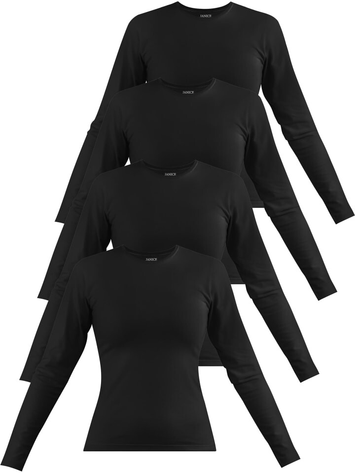 

Лонгслив Janice 4 x Damen Langarmshirt hochgeschlossen Niska, черный