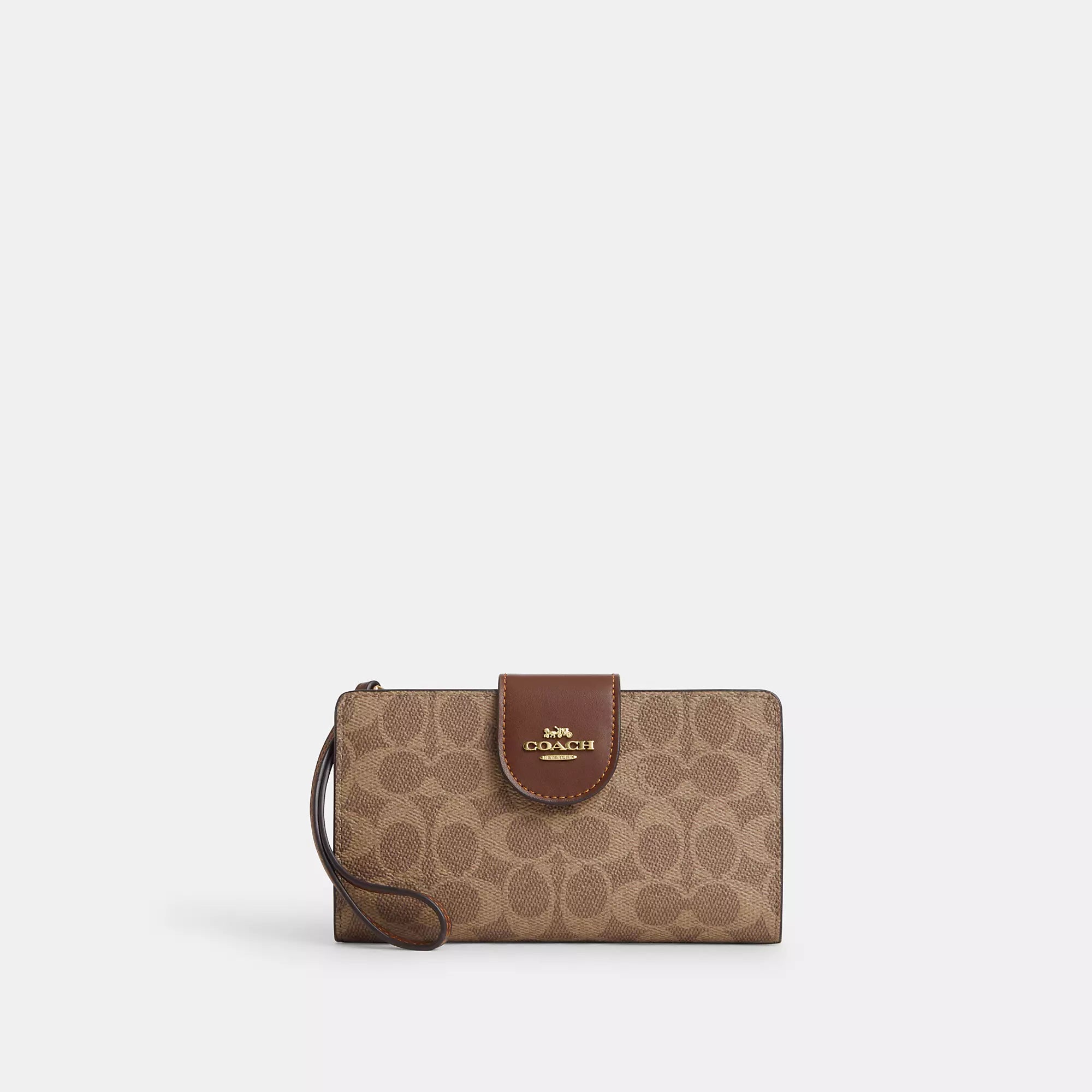 

Кошелек для телефона Coach Outlet из фирменной ткани, золотой/бежевый/коричневый