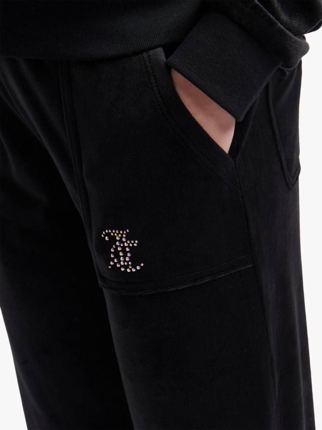 Детские спортивные брюки с пайетками и широкими штанинами Juicy Couture, Jet Black — фото 3