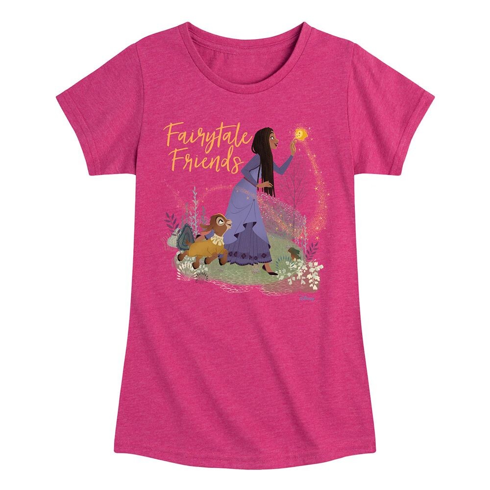 

Футболка Disney's Wish Asha, Valentino & Star Girls с рисунком «Сказочные друзья» 7–16 лет Licensed Character, цвет Heather Pink