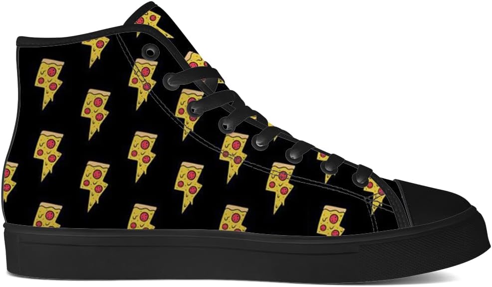 Кеды chebing Pizza High Top на высокой подошве для мужчин и женщин, высокие кроссовки на шнуровке, повседневная обувь, подарок для парня или девушки, черный/желтый — фото 4