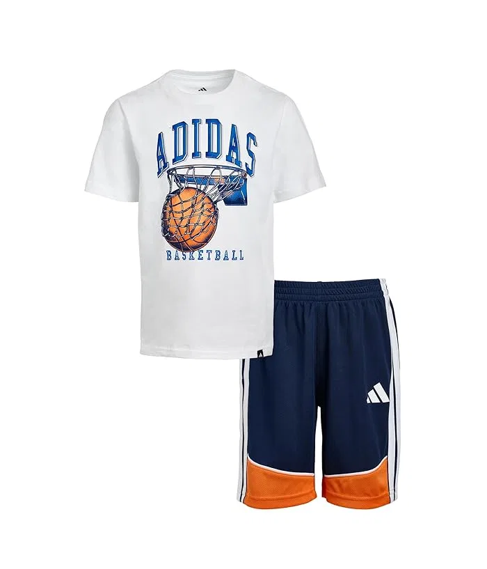 Детский спортивный костюм Color-Block Shorts Set Adidas, White