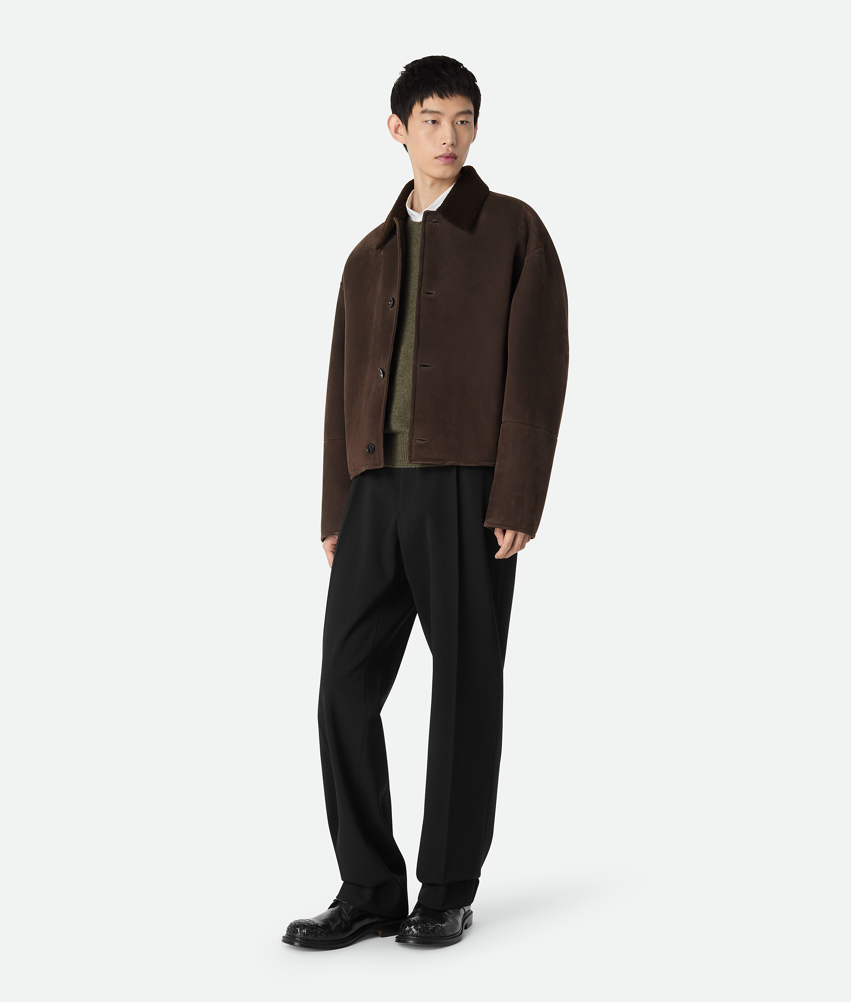 Felted merino shearling jacket BOTTEGA VENETA, фондан — фото 4