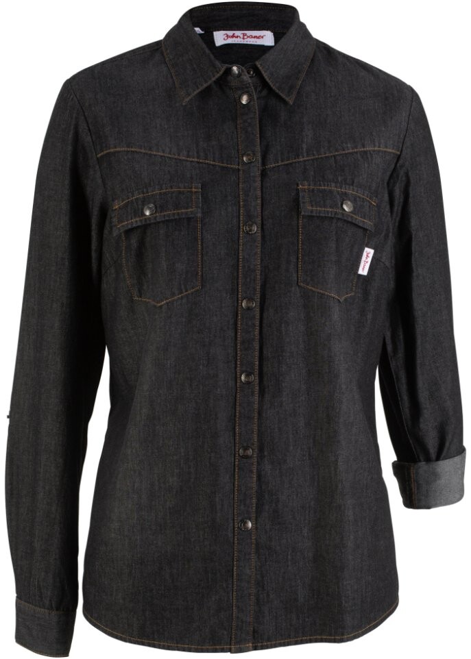 

Джинсовая блузка на кнопках длинные рукава John Baner Jeanswear, черный