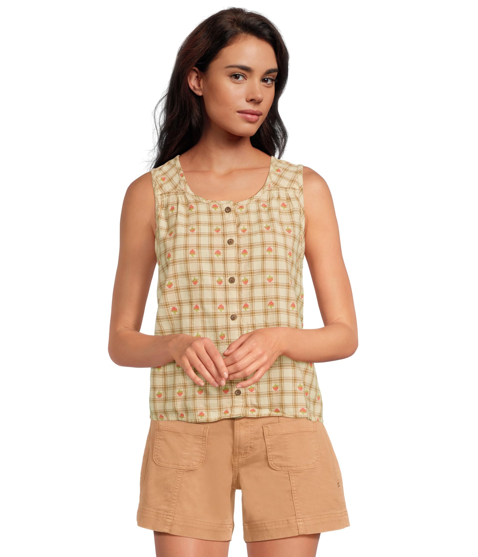 

Топ Toad&Co Manzana Button Front Tank, Barley Strawberry