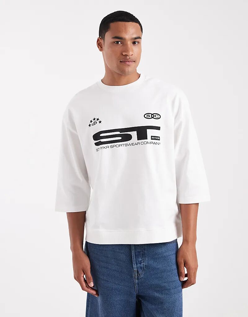 

Футболка ASOS DESIGN очень плотного свободного кроя с короткими рукавами и спортивной графикой белого цвета