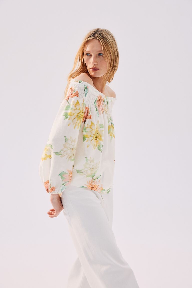 

Блузка с открытыми плечами H&M, белый