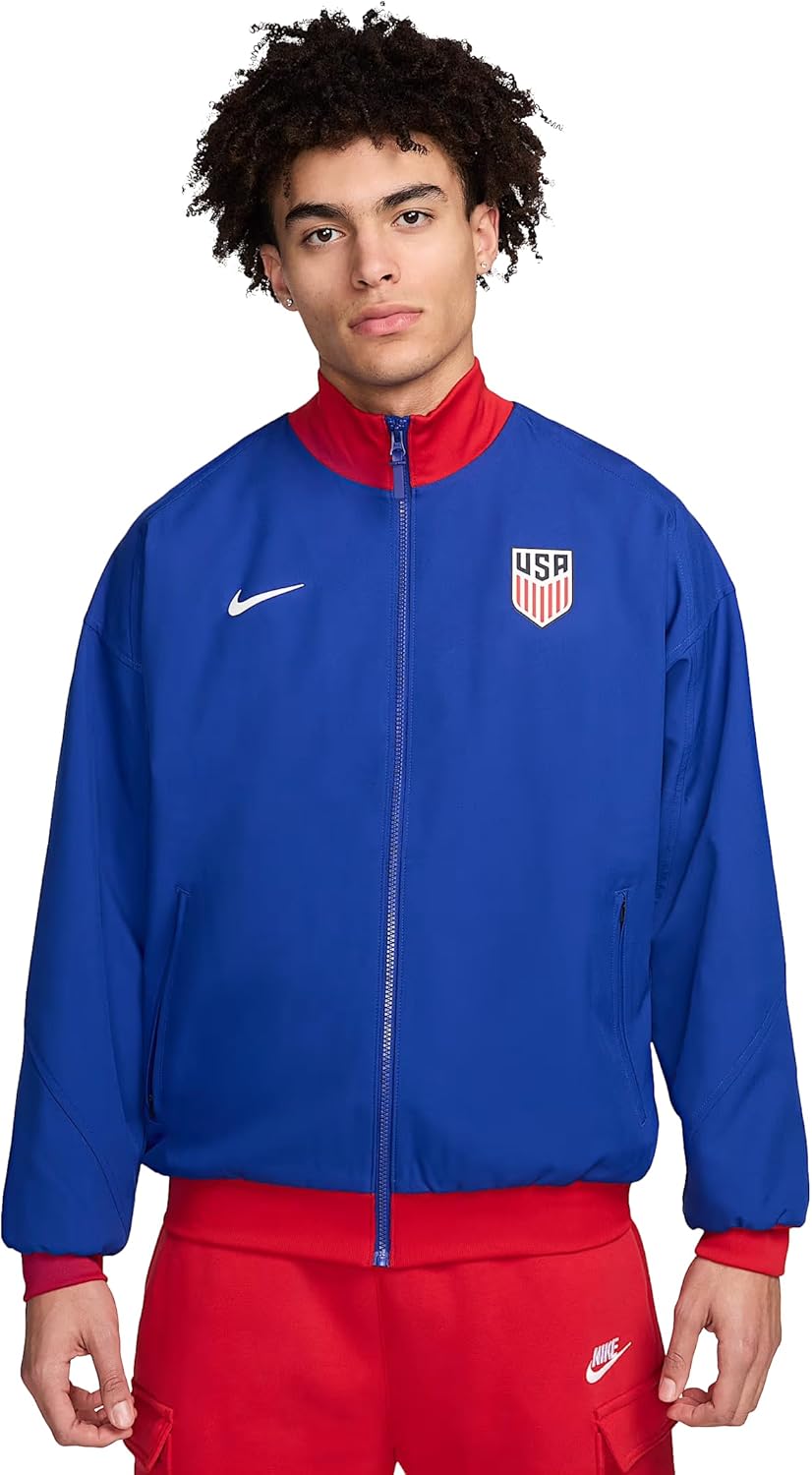 

Футбольная куртка Nike USMNT Strike для мужчин Dri-FIT, Old Royal/Sport Red/White