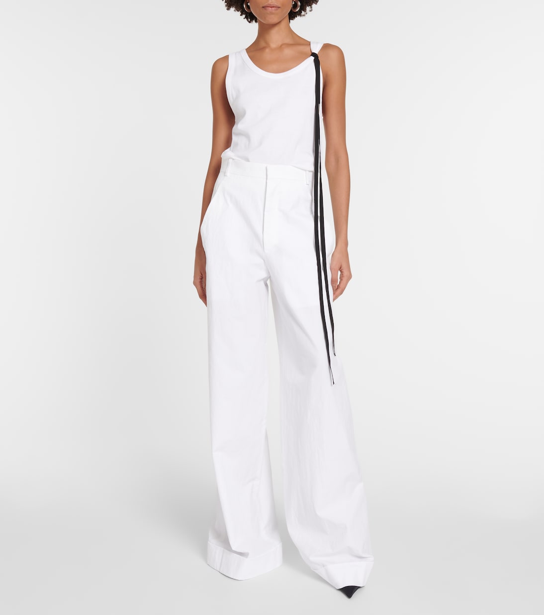 Широкие брюки Dorothee из хлопковой парусины Ann Demeulemeester, белый — фото 2