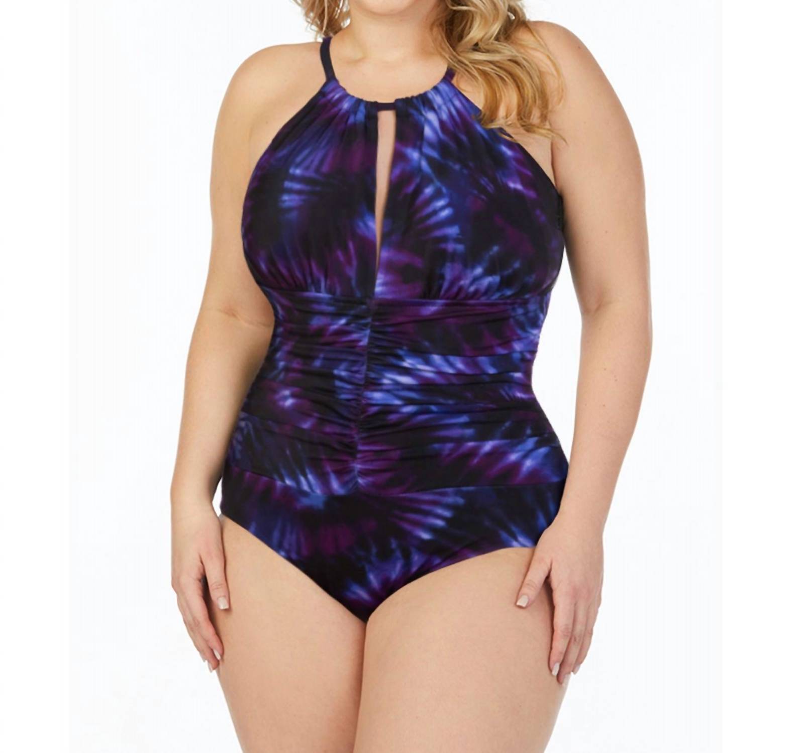 

Большой размер Katrina Keyhole High Neck Слитный купальник Фиолетовый Magicsuit