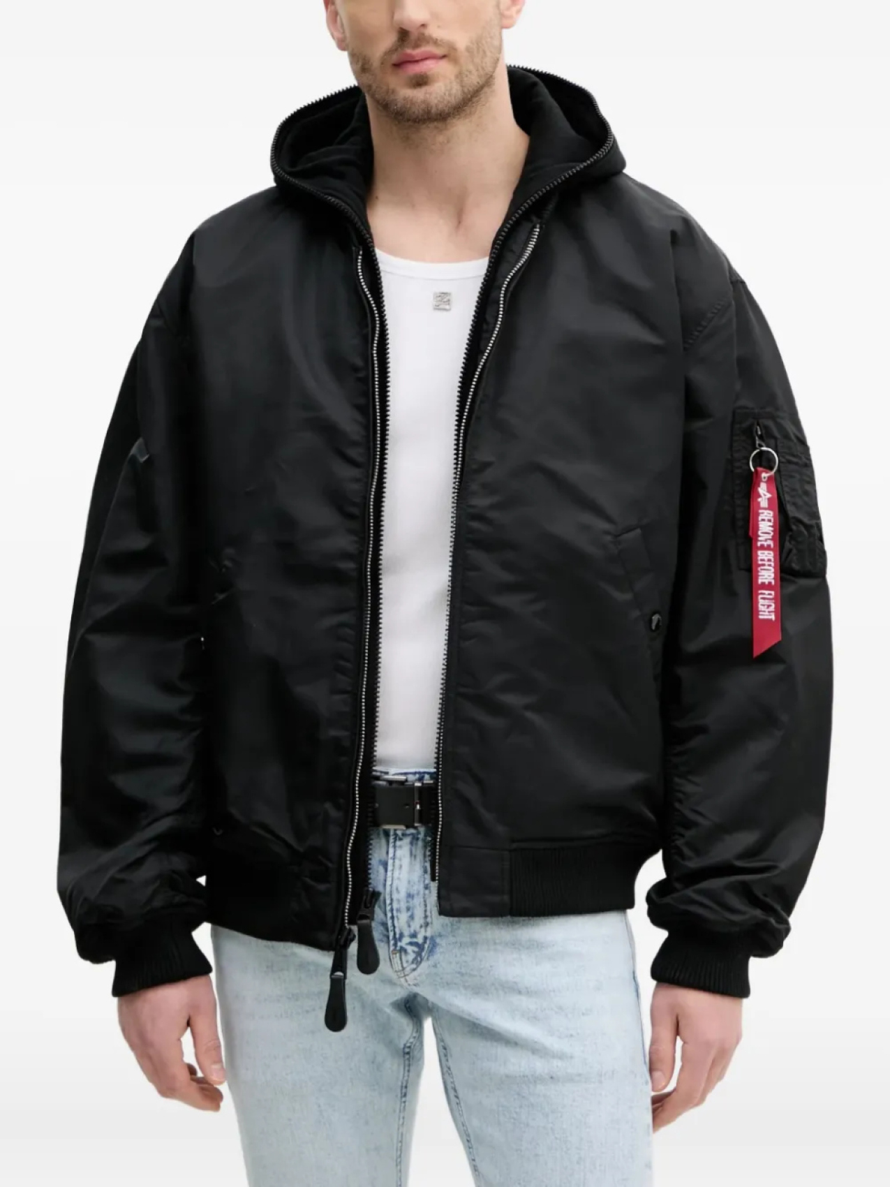 

Куртка-бомбер с капюшоном Alpha Industries, черный