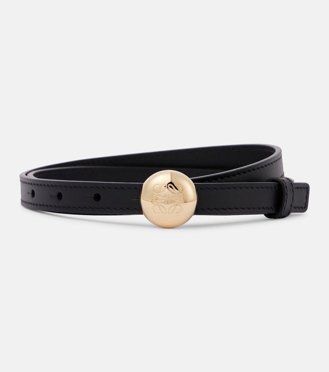 

Кожаный ремень с эффектом гальки Loewe, Black/Gold