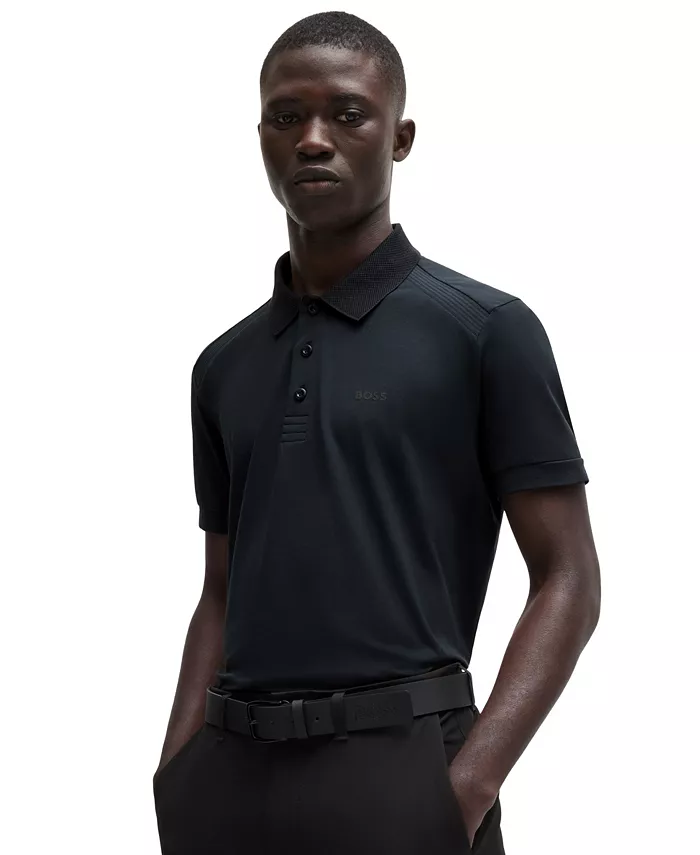 

Мужская поло с полосатой вставкой Hugo Boss, синий