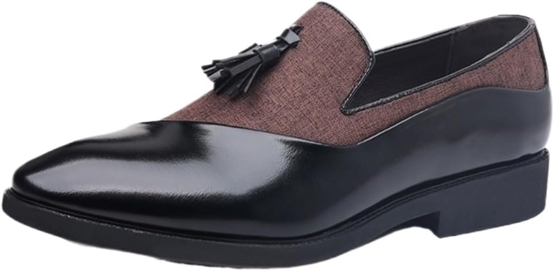 

Мужские оксфорды из кожи, классические деловые туфли с заостренным носком, без шнуровки Dmgyck, коричневый